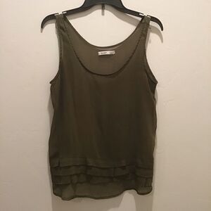 Old Navy sheer olive green tank, medium